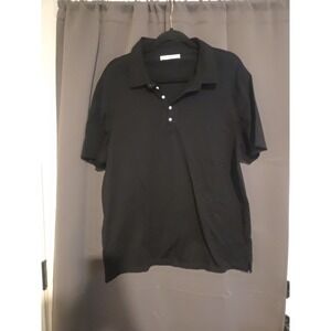 Perona‎ Black Classic Fit Polo, Men's XXL Shirt, Short Sleeve, 1/4 Button Top